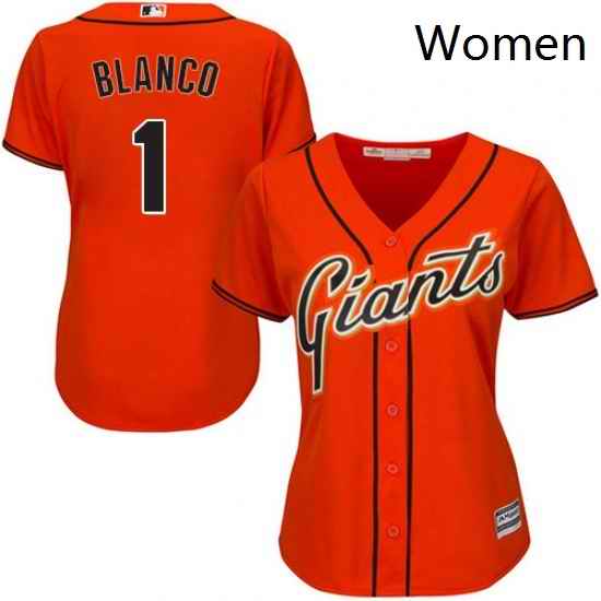 Womens Majestic San Francisco Giants 1 Gregor Blanco Replica Orange Alternate Cool Base MLB Jersey